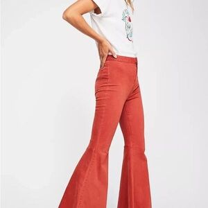 We The Free Terracotta Red Just Float on Flare Jeans